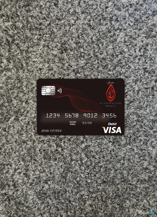 Download Bahrain Al Salam bank visa card photolook front Photoshop template